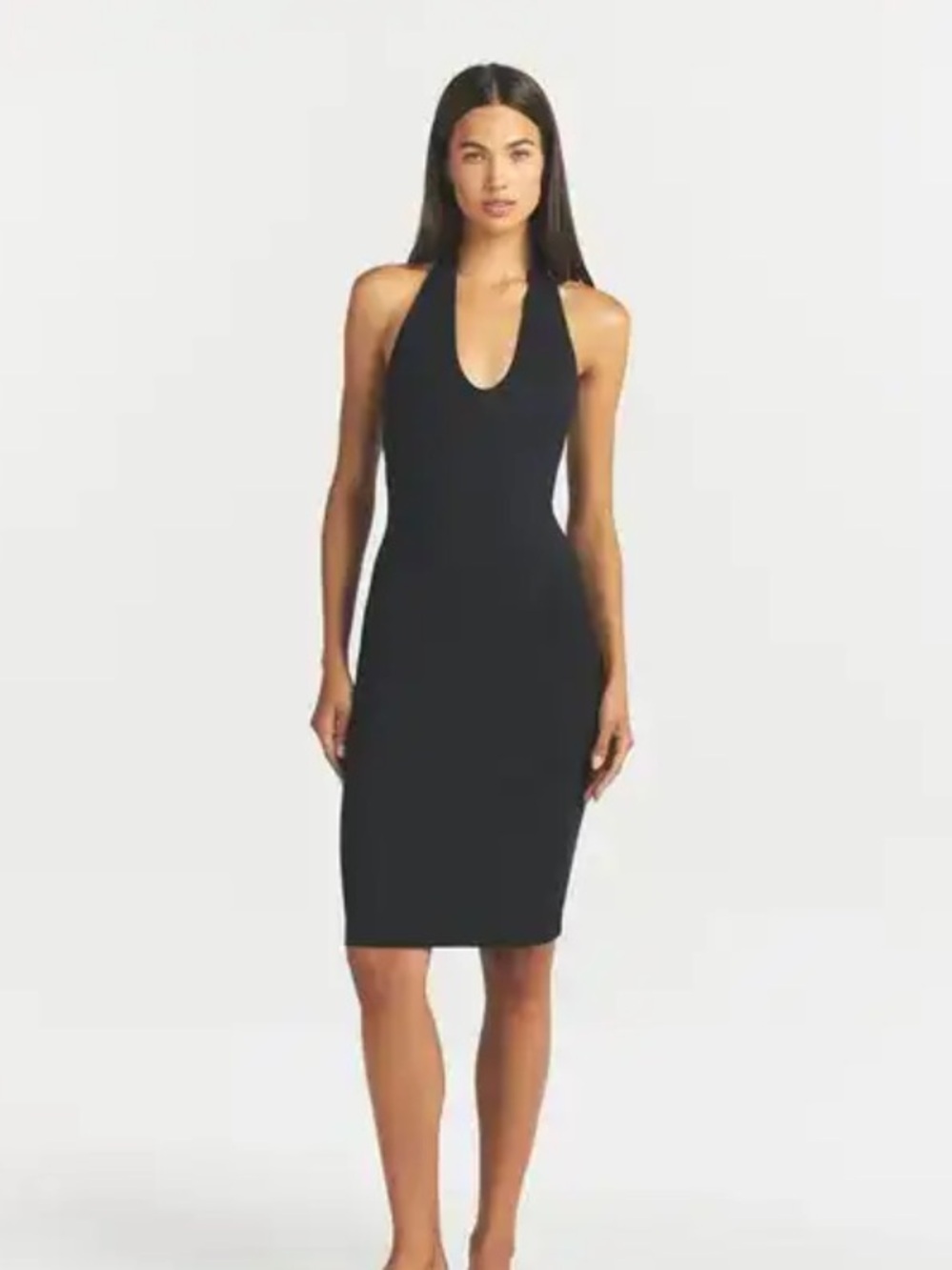 SKIMS Black Halter Midi Bodycon Dress